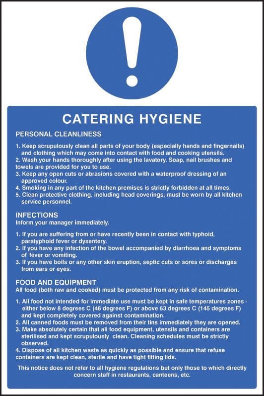 25618P Catering hygiene Self Adhesive Vinyl (600x400mm) Safety Sign