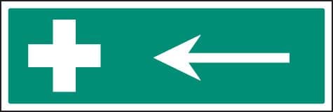 26012G First aid left symbol Self Adhesive Vinyl (300x100mm) Safety Sign