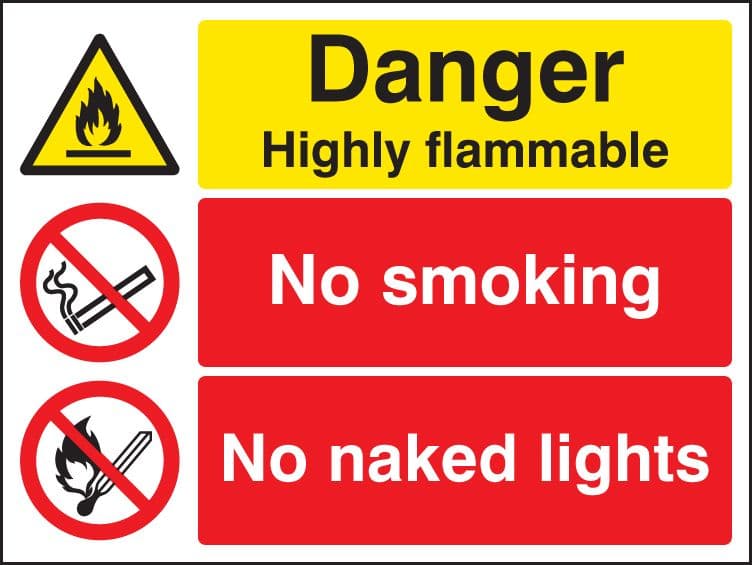 26204Q Danger highly flammable no smoking no naked lights Self Adhesive Vinyl (600x450mm)