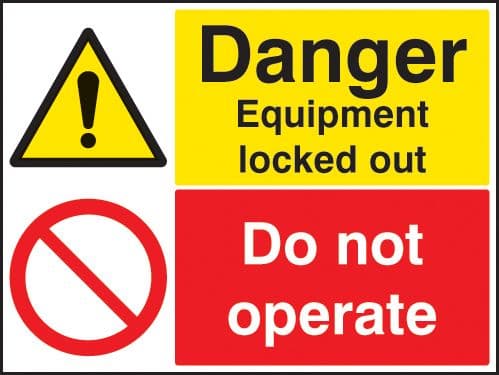 26242A Danger Equipment locked out Do not operate Self Adhesive Vinyl (100x75mm) Safety Sign