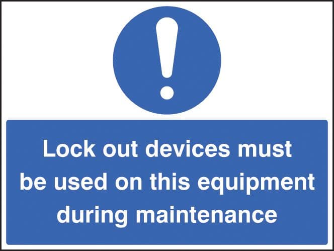 26246A Lockout devices must be used on this equipment during maintenance Sticker (100x75mm)