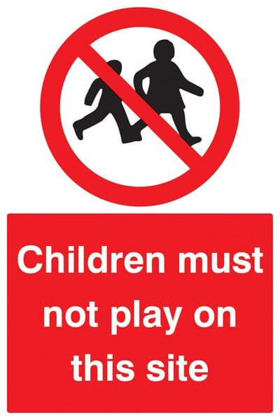 26405P Children must not play on this site Self Adhesive Vinyl (600x400mm) Safety Sign