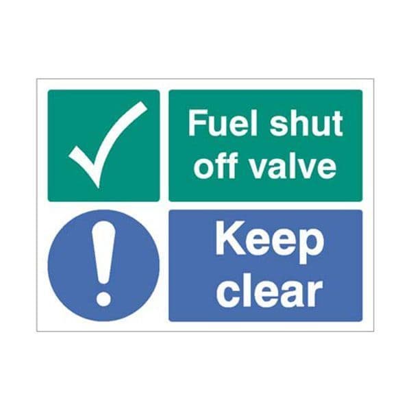 26593K Fuel shut off valve Keep clear sign - Self Adhesive Vinyl (400x300mm)