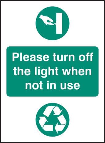 26621A Please turn off light when not in use Self Adhesive Vinyl (100x75mm) Safety Sign