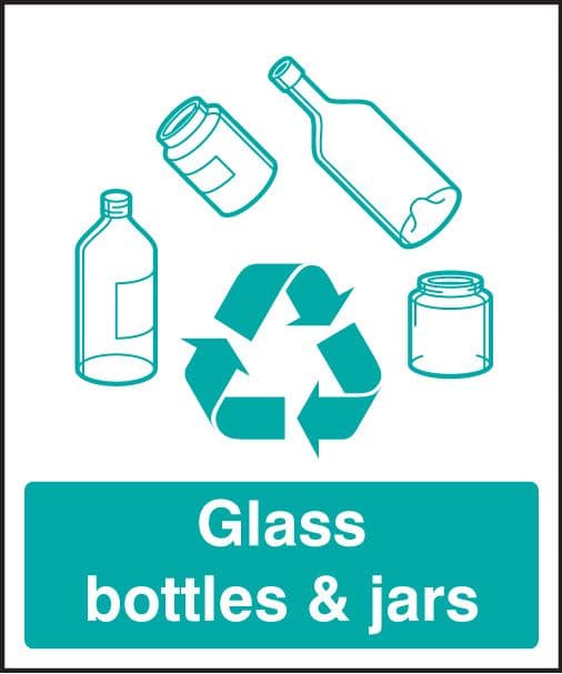 26623H Glass bottles & jars recycling Self Adhesive Vinyl (300x250mm) Safety Sign