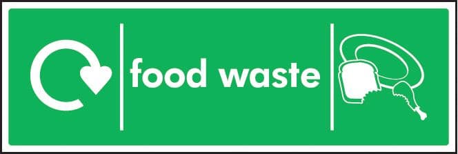 26644G WRAP Recycling Sign - Food waste Self Adhesive Vinyl (300x100mm) Safety Sign