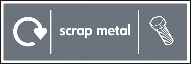 26650G WRAP Recycling Sign - Scrap metal Self Adhesive Vinyl (300x100mm) Safety Sign