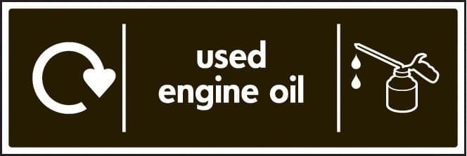 26652G WRAP Recycling Sign - Used engine oil Self Adhesive Vinyl (300x100mm) Safety Sign