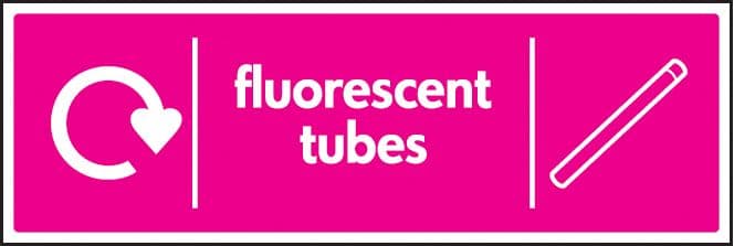 26663G WRAP Recycling Sign - Fluorescent tubes Self Adhesive Vinyl (300x100mm) Safety Sign