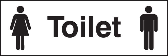 27061G Toilet (with male and female symbol) Self Adhesive Vinyl (300x100mm) Safety Sign