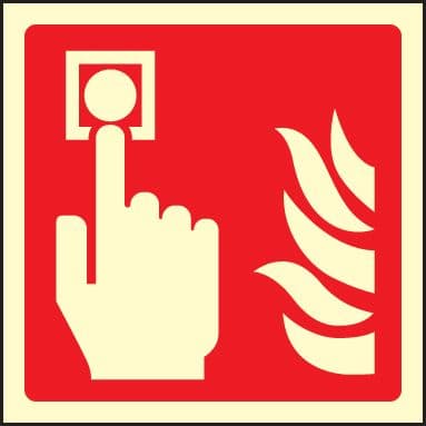 31017U Fire alarm call point symbol Photoluminescent Rigid (100x100mm) Safety Sign