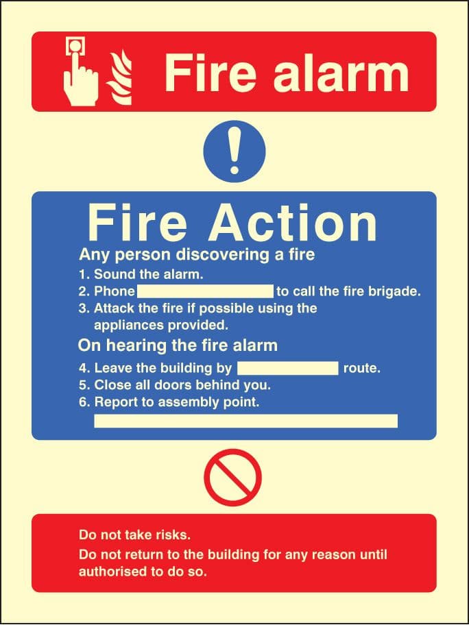 31427H Fire action/call point without lift Photoluminescent Rigid (300x250mm) Safety Sign