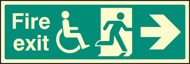 32089G Disabled fire exit ---> Photoluminescent Rigid (300x100mm) Safety Sign