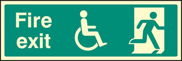 32098G Disabled final fire exit Photoluminescent Rigid (300x100mm) Safety Sign