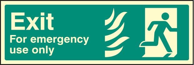 32108L Fire exit - emergency use - right HTM Photoluminescent Rigid (450x150mm) Safety Sign