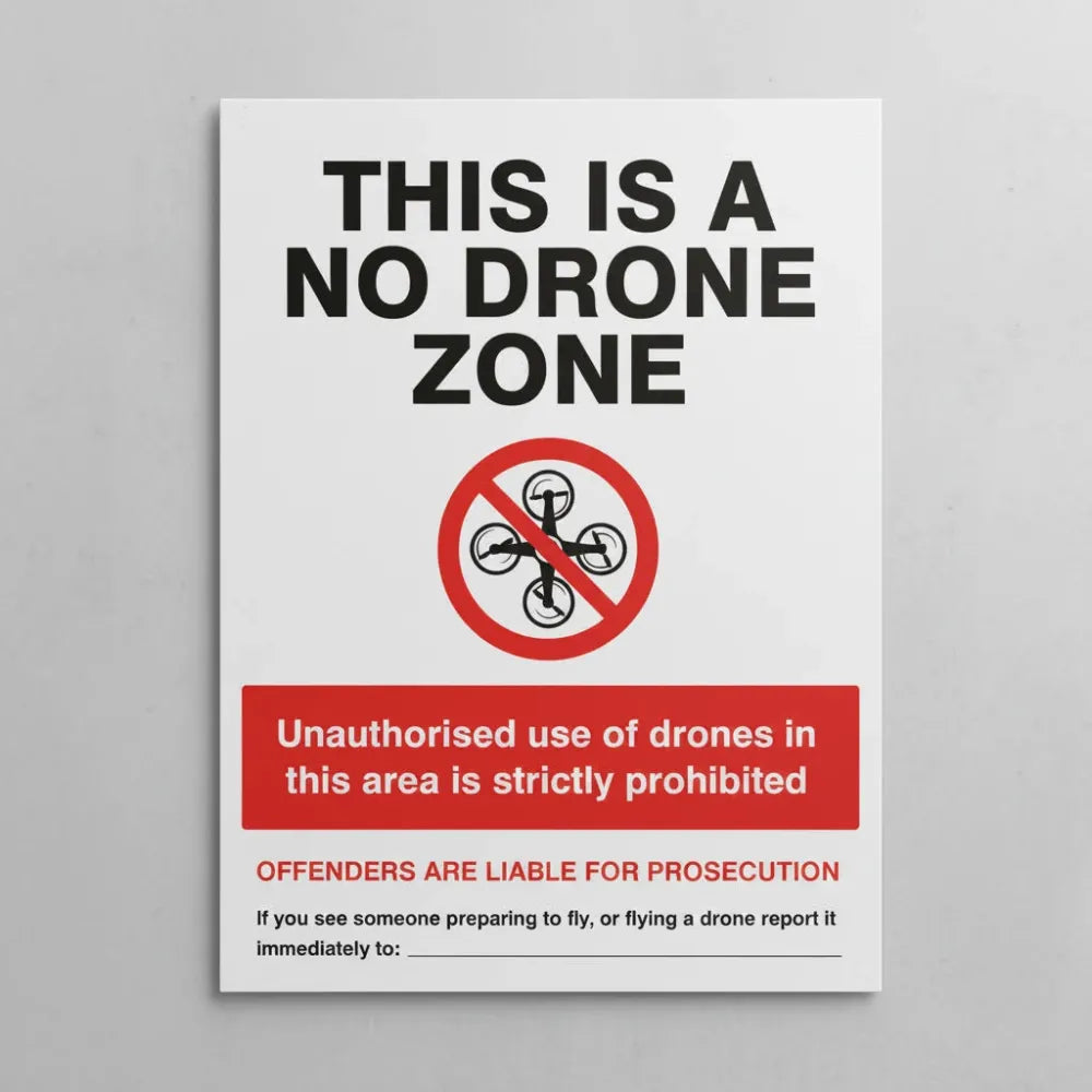 23676Q No drone zone Self Adhesive Vinyl (600x450mm) Safety Sign