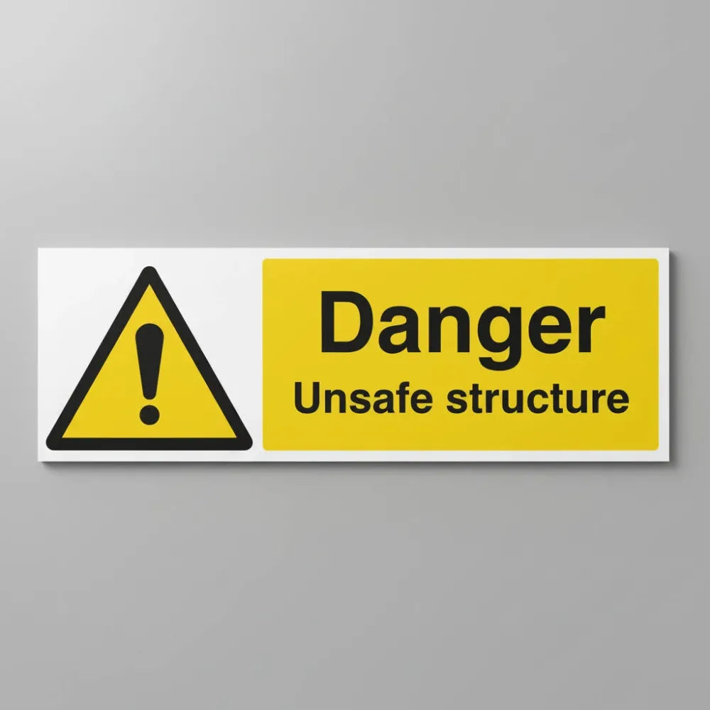 14075M Danger Unsafe structure Rigid Plastic (600x200mm) Safety Sign