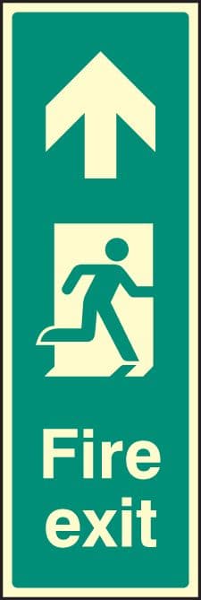 42063L Fire exit up (portrait) Photoluminescent S/A Vinyl (450x150mm) Safety Sign