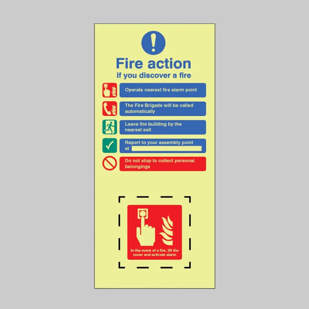 51079 Call point (lift cover) EasiKIT fire action set photoluminescent self adhesive vinyl 150x300mm Miscellaneous (150x330mm)