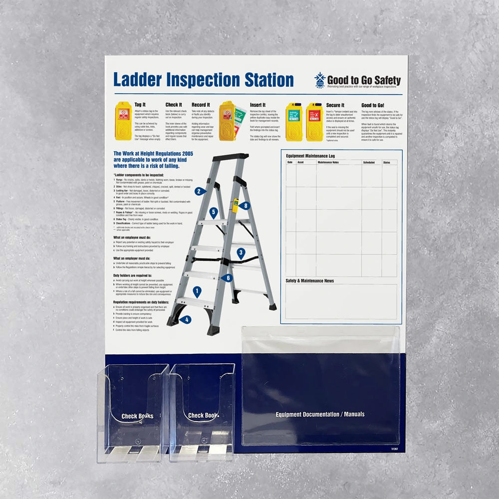 51396 GTG Ladder Inspection Station 2: dispensers, 1 pocket, wipe-clean log (10mm foamex, 600x800mm) Miscellaneous