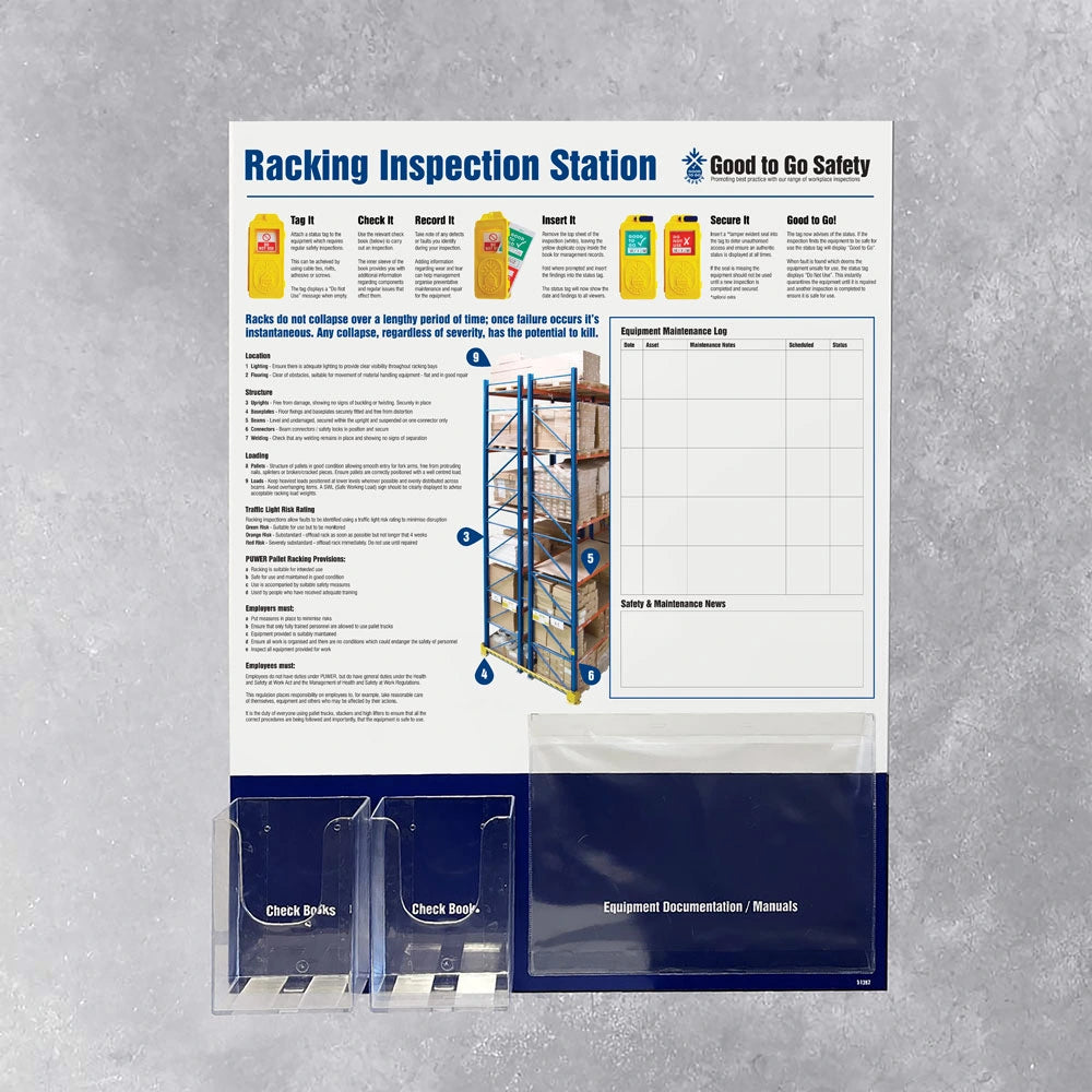 51400 GTG Racking Inspection Station 2: dispensers, 1 pocket, wipe-clean log (10mm foamex, 600x800mm) Miscellaneous