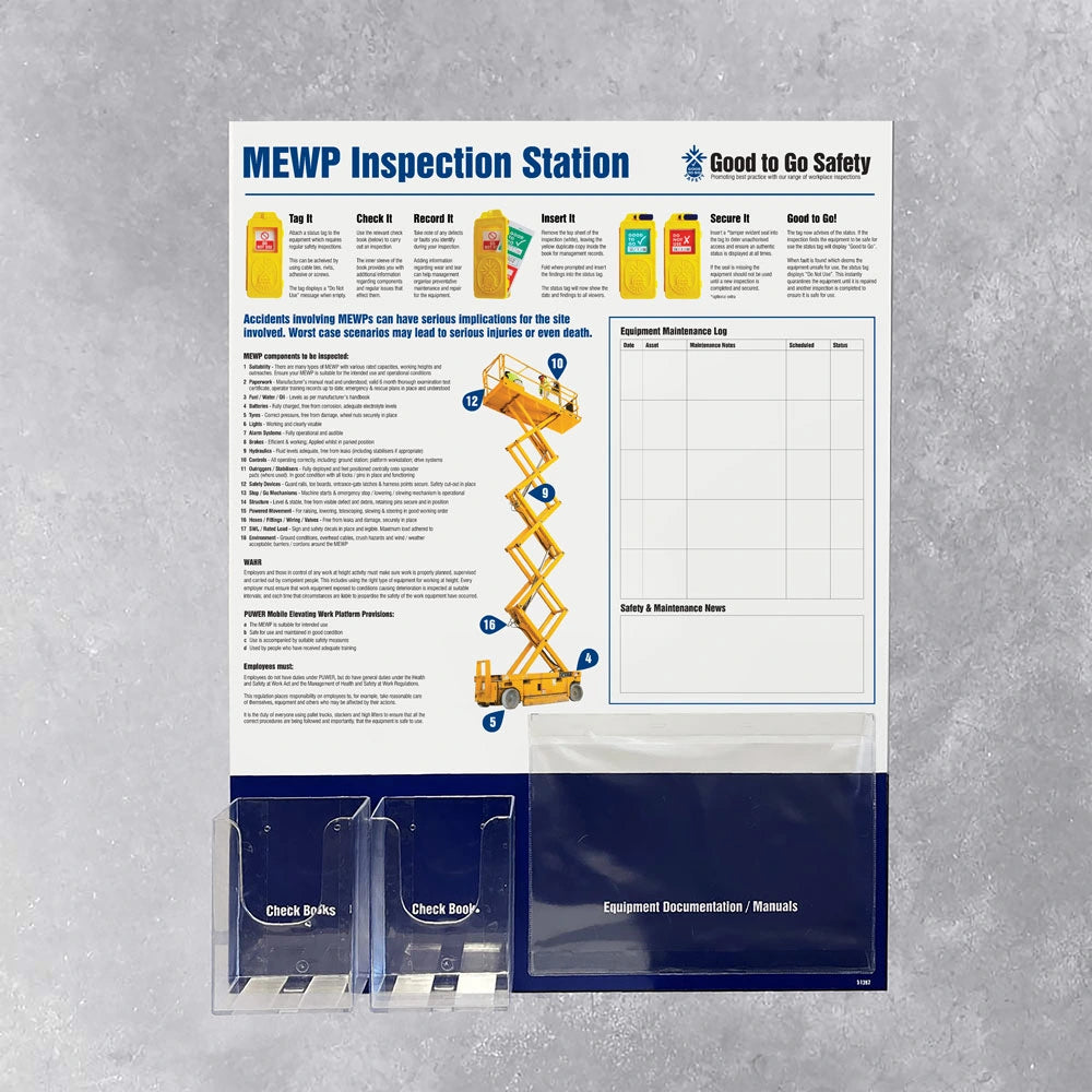 51407 GTG MEWP Inspection Station 2: dispensers, 1 pocket, wipe-clean log (10mm foamex, 600x800mm) Miscellaneous