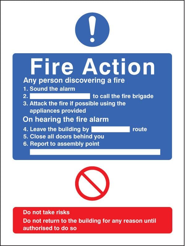 51423 General fire action adapt-a-sign 215x310mm (215 x 310mm) Safety Sign