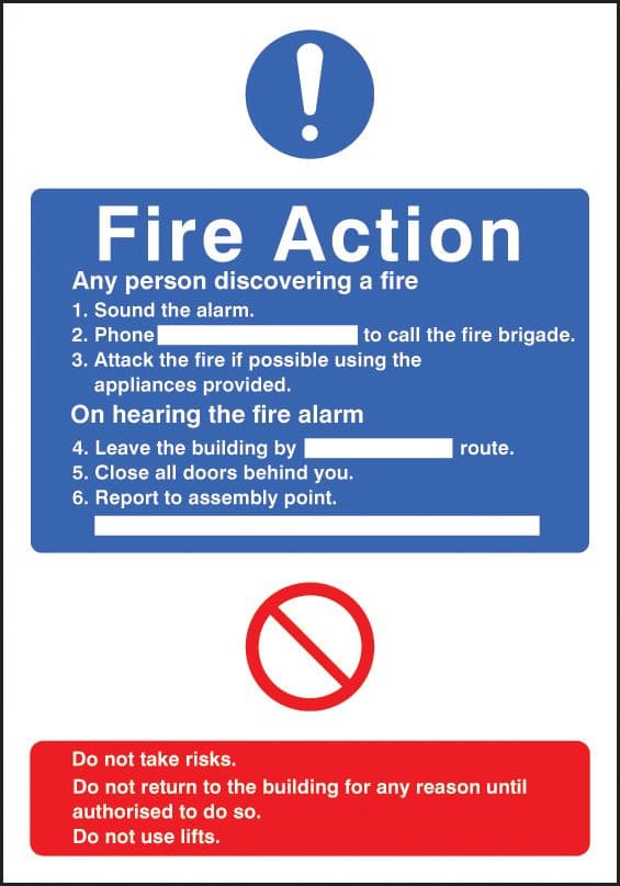 51432 General fire action with lift adapt-a-sign 215x310mm (215 x 310mm) Safety Sign