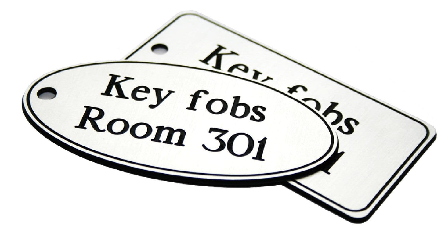 51539 50x100mm Key fob rectangle - White text on blue (50x100mm) Safety Sign