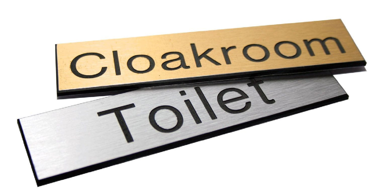 51597 Engraved Sign with adhesive backing - 100x75mm dia Black text on aluminium effect (100x75mm)