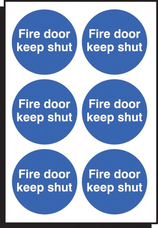 51637 Fire door keep shut 65mm dia - sheet of 6 (65mm dia) Safety Sign