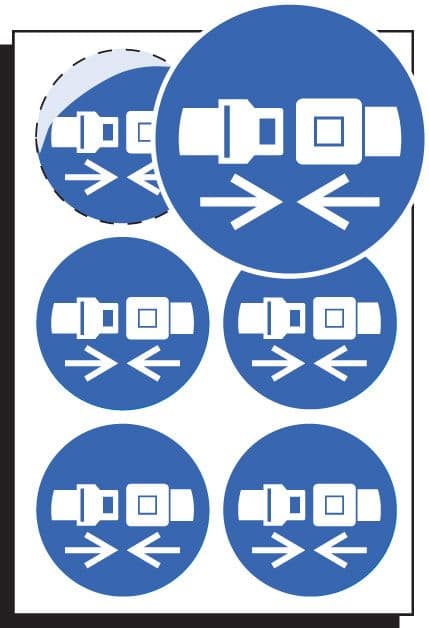 51650 Seatbelt symbol 65mm dia - sheet of 6 (65mm dia) Safety Sign