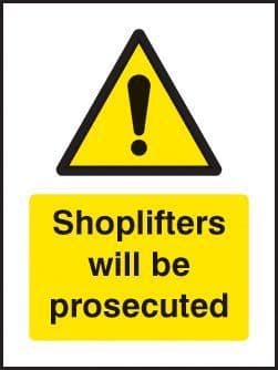 51729 Shoplifters will be prosecuted 75x100mm sav on face - Miscellaneous (75x100mm) Safety Sign