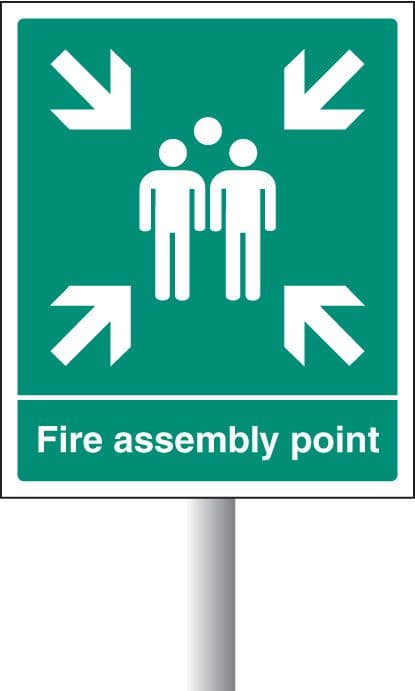 52113 Fire assembly point aluminium c/w channel 450x600mm (450x600mm) Safety Sign