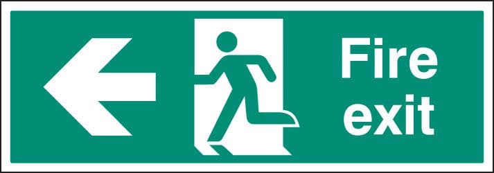 52128 Fire exit left single sided 1200x400mm 5mm rigid (1200x400mm) Safety Sign