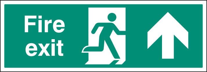 52129 Fire exit up single sided 1200x400mm 5mm rigid (1200x400mm) Safety Sign