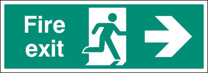 52138 Fire exit right single sided 1200x400mm 5mm rigid (1200x400mm) Safety Sign