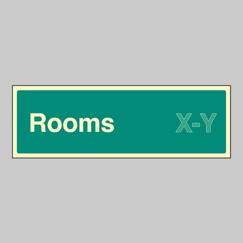 52197 Rooms X-Y (Specify the number range: eg 1-20) 450x150mm photoluminescent rigid Miscellaneous - Photoluminescent Rigid