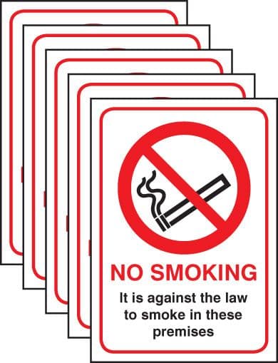 53061 No smoking English Law (pack of 5) SAV A5 (148x210mm) Safety Sign