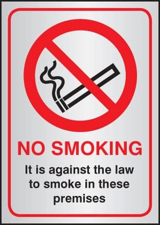 53062 No smoking it is against the law A5 aluminium (148x210mm) Safety Sign