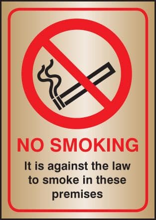 53078 No smoking it is against the law A5 brass (148x210mm) Safety Sign