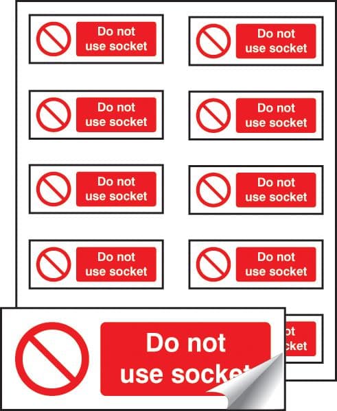 53437 Do not use socket sheet of 10 labels 40x18mm (40x18mm) Safety Sign