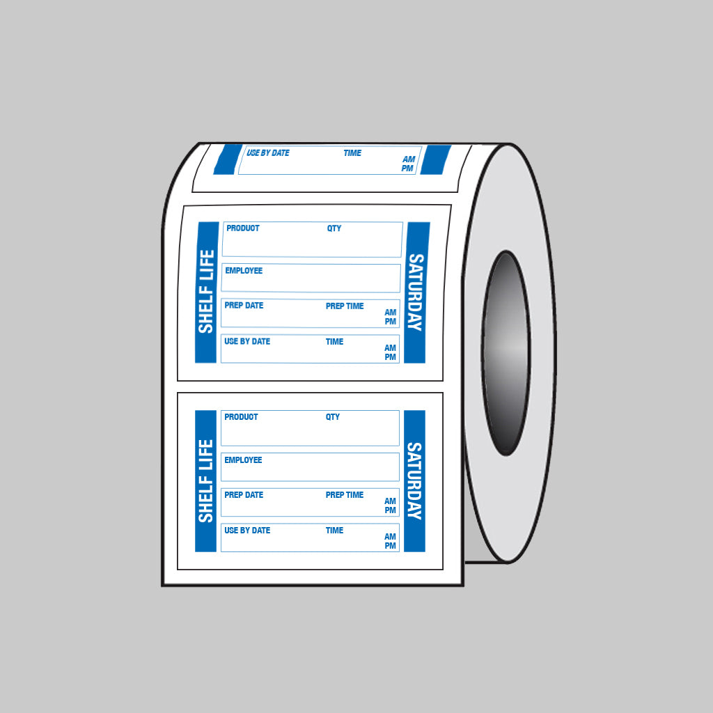 53682 Food Shelf Life labels (Saturday) 75x50mm Roll of 100 (Removable matt polypropylene) Miscellaneous