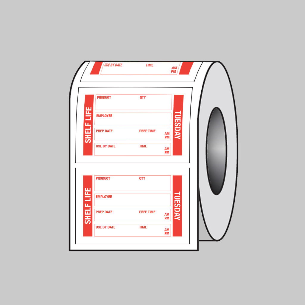 53685 Food Shelf Life labels (Tuesday) 75x50mm Roll of 100 (Removable matt polypropylene) Miscellaneous