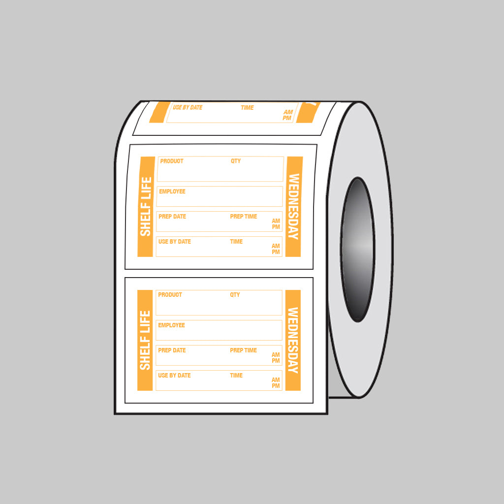 53686 Food Shelf Life labels (Wednesday) 75x50mm Roll of 100 (Removable matt polypropylene) Miscellaneous