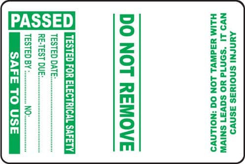 54042 100 PAT Test Cable Wrap Labels - Passed 75x50mm (75x50mm) Safety Sign