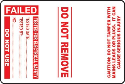 54043 100 PAT Test Cable Wrap Labels - Failed 75x50mm (75x50mm) Safety Sign