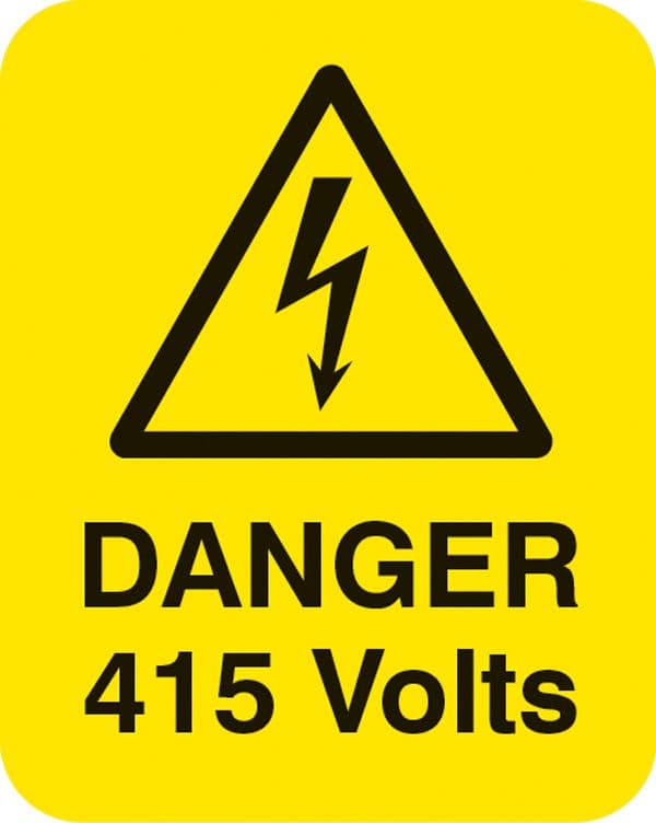 54048 Danger 415 volts Sheet of 25 labels 40x50mm (40x50mm) Safety Sign