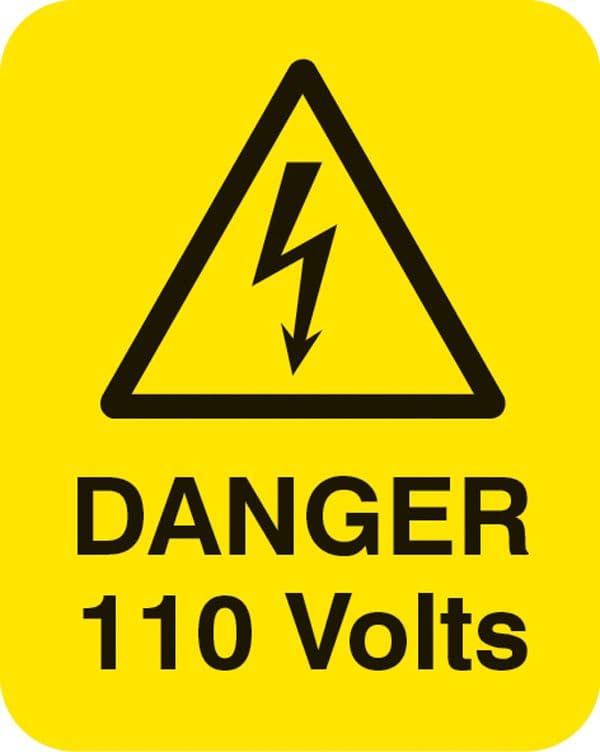 54050 Danger 110 volts Sheet of 25 labels 40x50mm (40x50mm) Safety Sign