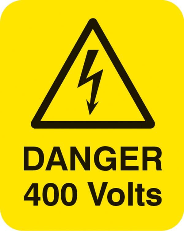 54052 Danger 400 volts Sheet of 25 labels 40x50mm (40x50mm) Safety Sign